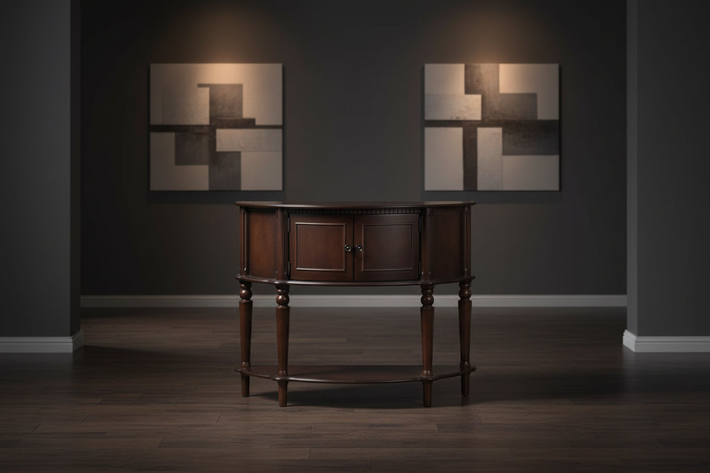 Console demi-lune marron