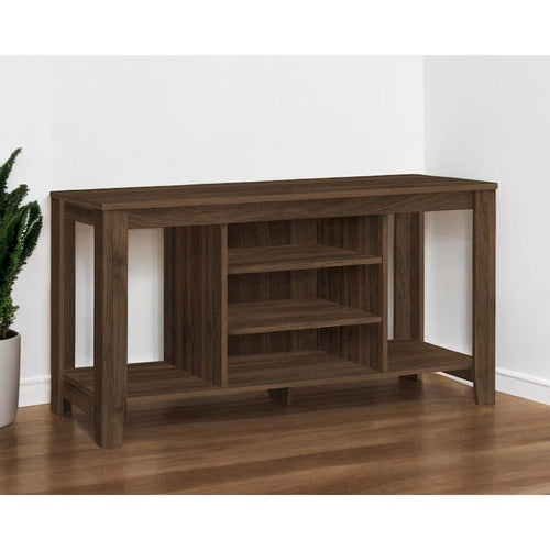 HomeRoots 48 Brown Wood Open Shelving TV Stand - 47.75' X '24.25' X '17.25