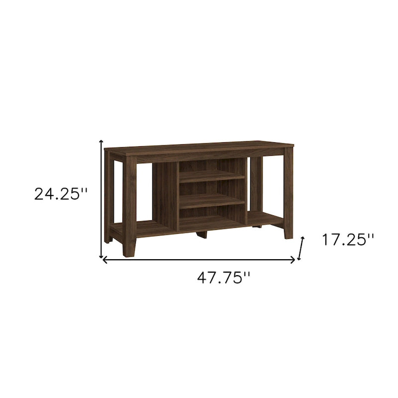 48 Brown Wood Open Shelving TV Stand - 47.75' X '24.25' X '17.25