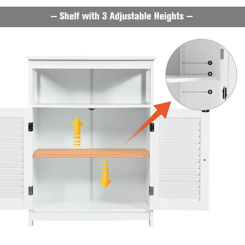 Costway Bathroom Storage Wood Floor Cabinet with Double Shutter Door