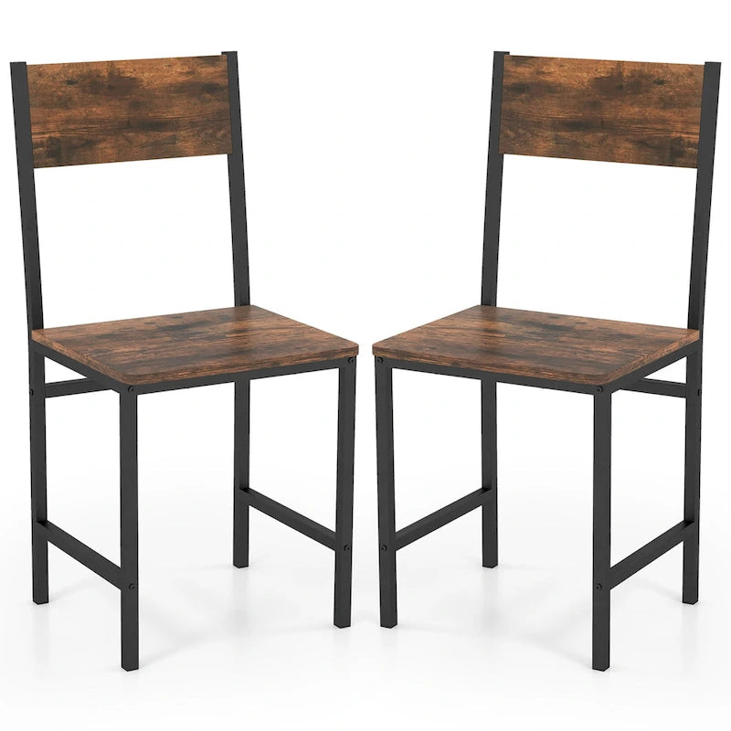 Gymax Set of 2 Dining Chairs w/Metal Legs Slanted Back Wide Seat for