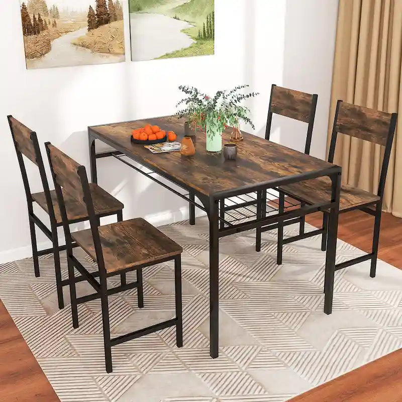 Set of 2 Dining Chairs w/Metal Legs Slanted Back Wide Seat for