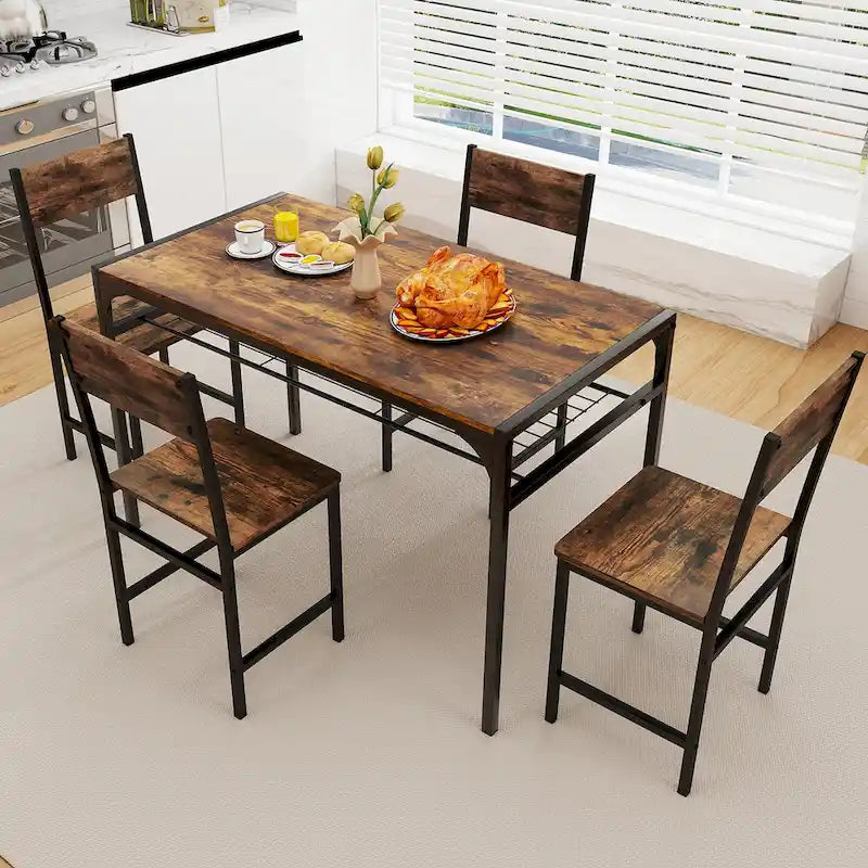 Set of 2 Dining Chairs w/Metal Legs Slanted Back Wide Seat for