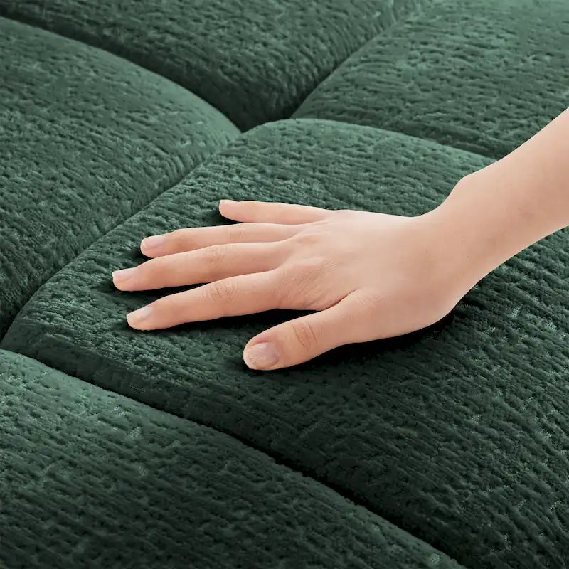 110.2 Chenille 3-Seater Sofa Set with Ottoman and Pillows, Solid Wood Frame and High-Resilience Cushions