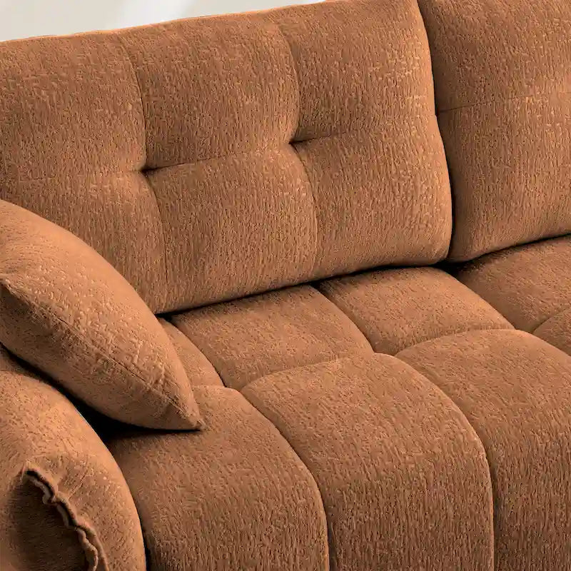 110.2 Chenille 3-Seater Sofa Set with Ottoman and Pillows, Solid Wood Frame and High-Resilience Cushions