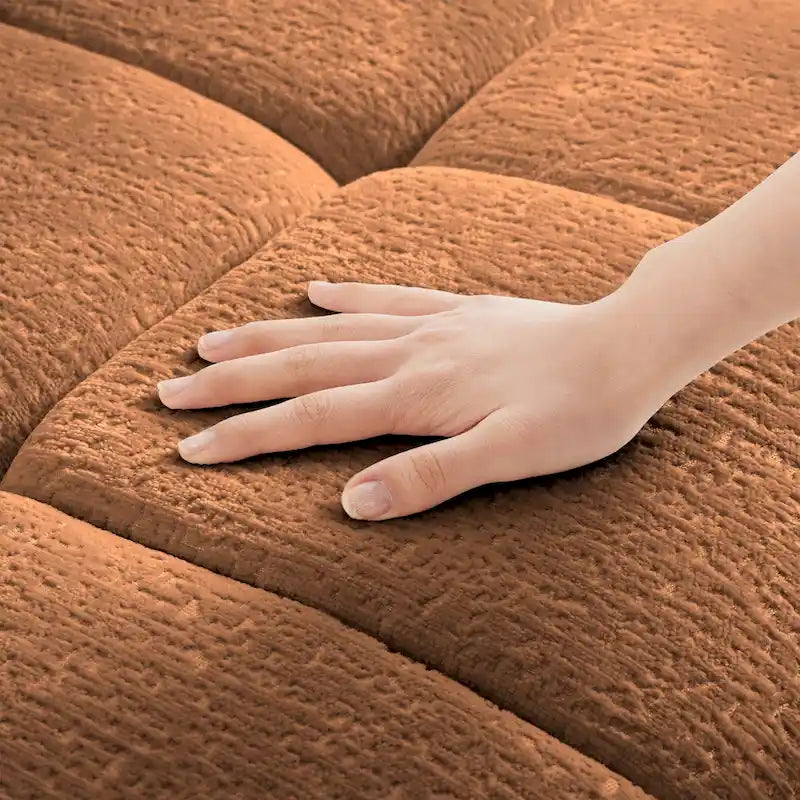 110.2 Chenille 3-Seater Sofa Set with Ottoman and Pillows, Solid Wood Frame and High-Resilience Cushions