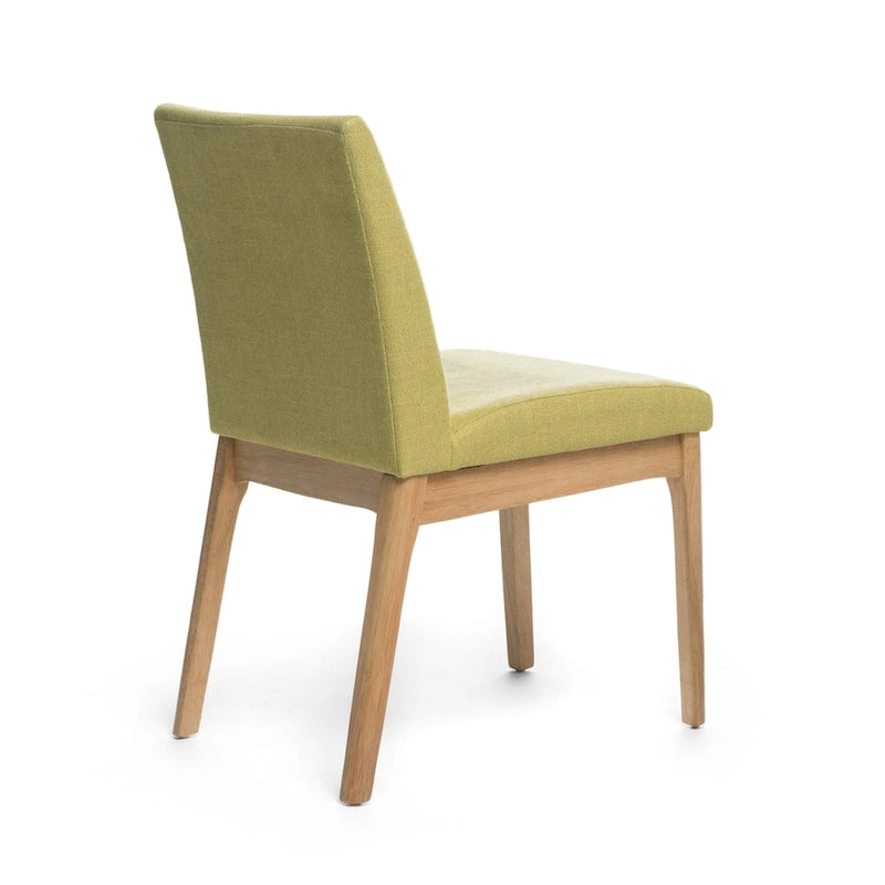 Lot de 2 chaises de salle à manger, dossier et assise rembourrés verts modernes, pieds marron