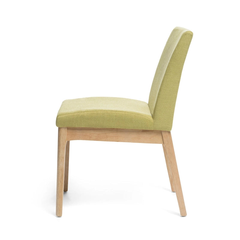 Lot de 2 chaises de salle à manger, dossier et assise rembourrés verts modernes, pieds marron