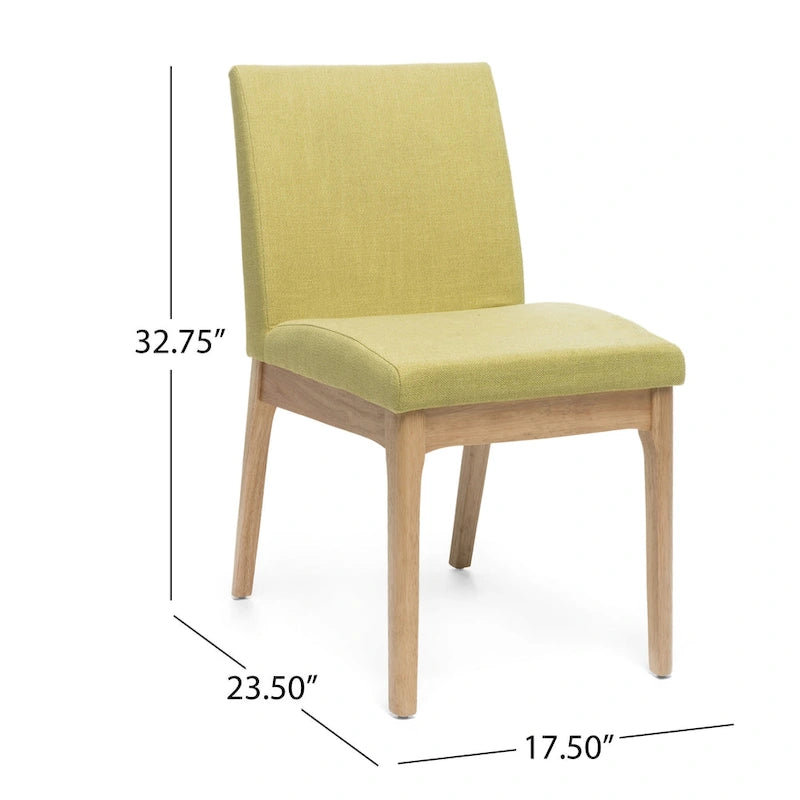 Lot de 2 chaises de salle à manger, dossier et assise rembourrés verts modernes, pieds marron