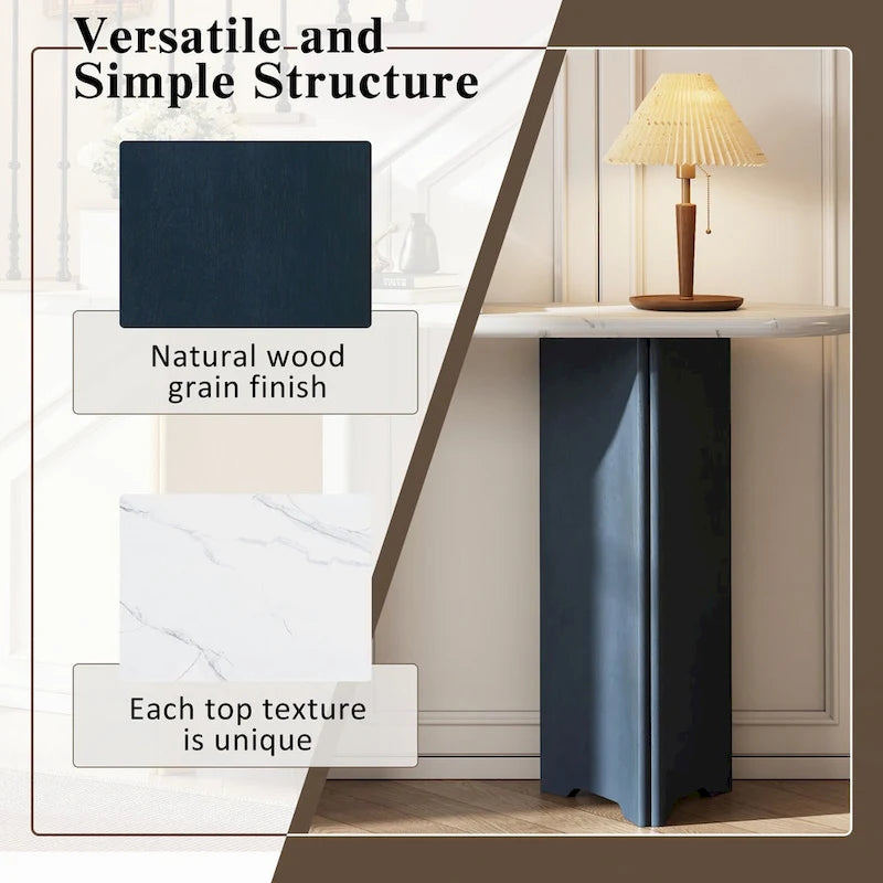 Narrow Console Table, Entryway Table,Navy+White