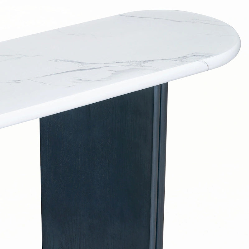 Narrow Console Table, Entryway Table,Navy+White