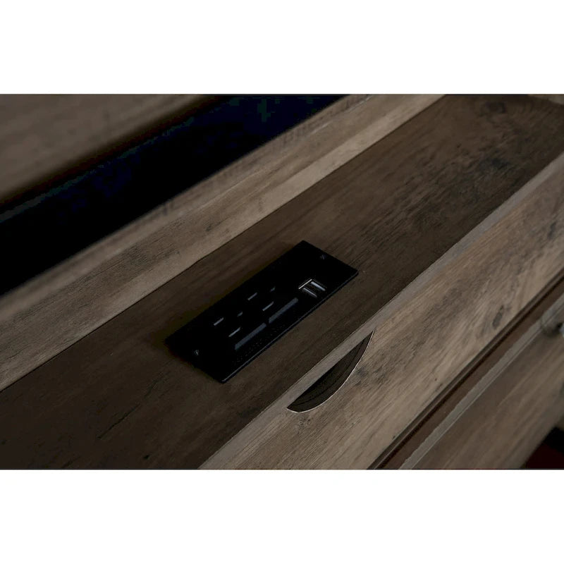 Queen Size Platform Bed with LED Headboard And Charging Station , Barn Door Design, App-Controlled RGB Lights