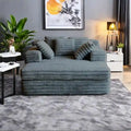 Chaise longue en velours côtelé avec canapé-lit convertible et 2 coussins décoratifs - Fauteuil moelleux