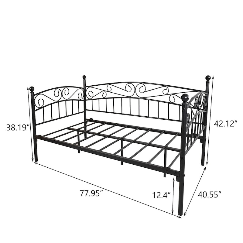 Twin Size Black Metal Vintage Daybed