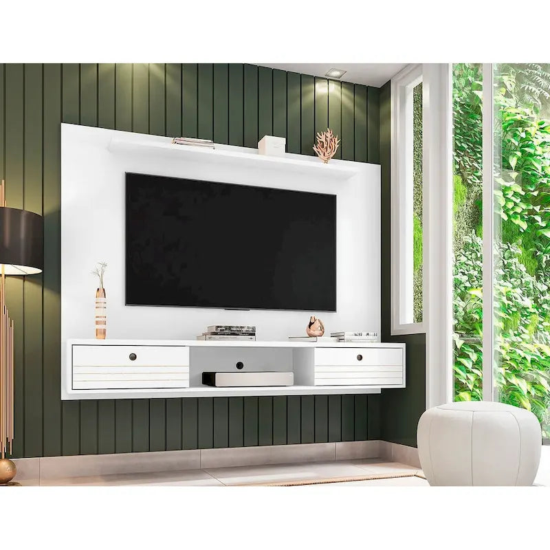 Meuble TV suspendu Mid-Century Modern en bois pour salon de 180 cm