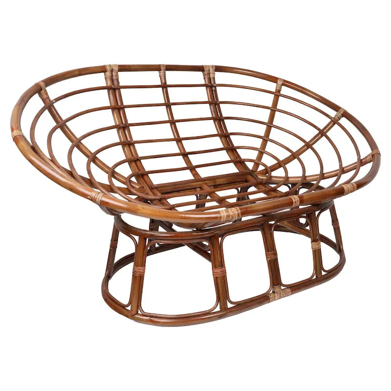 Bali Rattan Double Papasan Chair with Tapestry Cushion