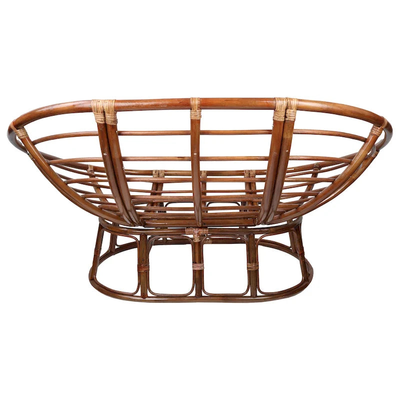 Bali Rattan Double Papasan Chair with Tapestry Cushion
