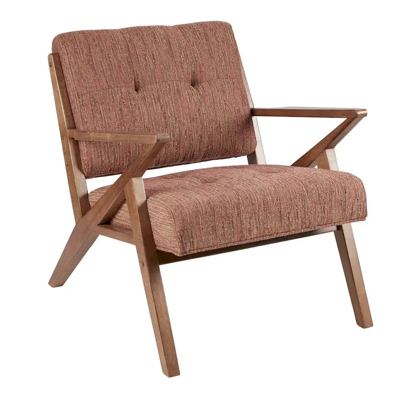 Upholstered Arm Chair with Angled Wood Frame