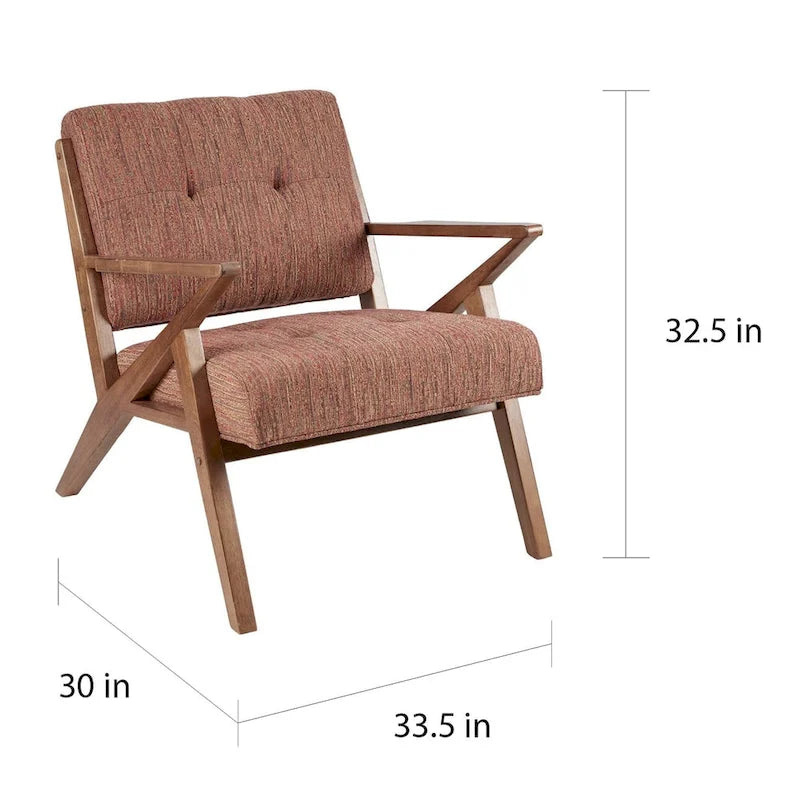 Fauteuil rembourré avec cadre en bois oblique