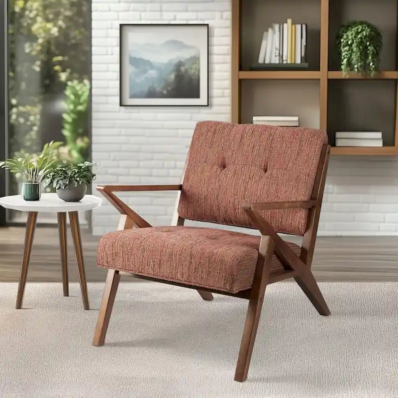 Fauteuil rembourré avec cadre en bois oblique
