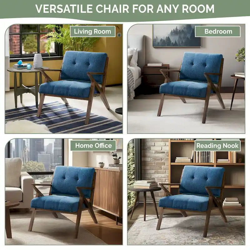 Fauteuil rembourré avec cadre en bois oblique