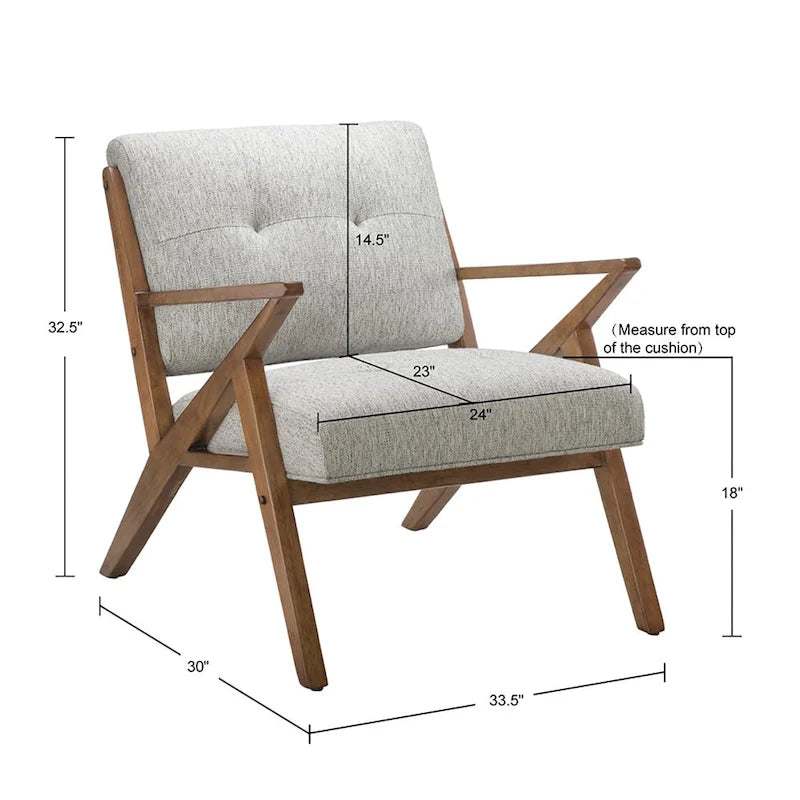 Fauteuil rembourré avec cadre en bois oblique