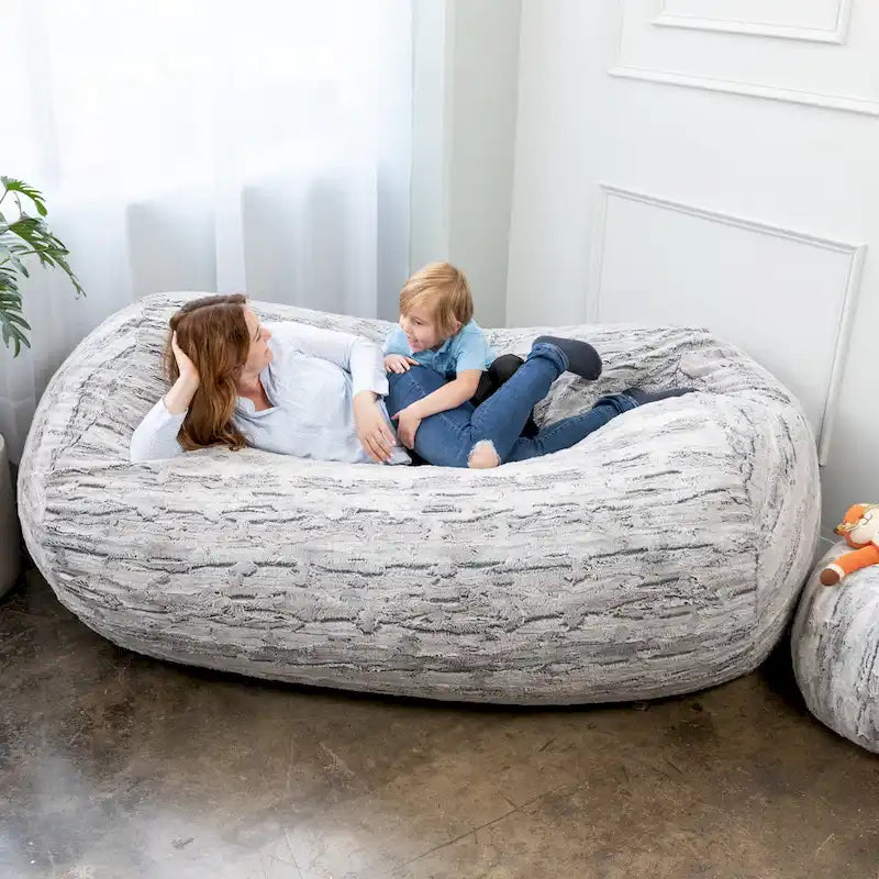 Jaxx Grand Lounger 7 Foot Bean Bag Sofa For Adults - Luxe Faux Fur