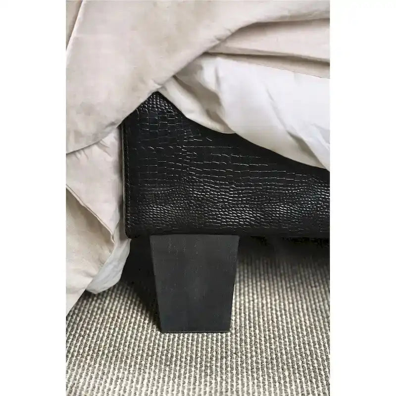 Furniture of America Gols Modern Black Faux Leather Padded Platform Bed