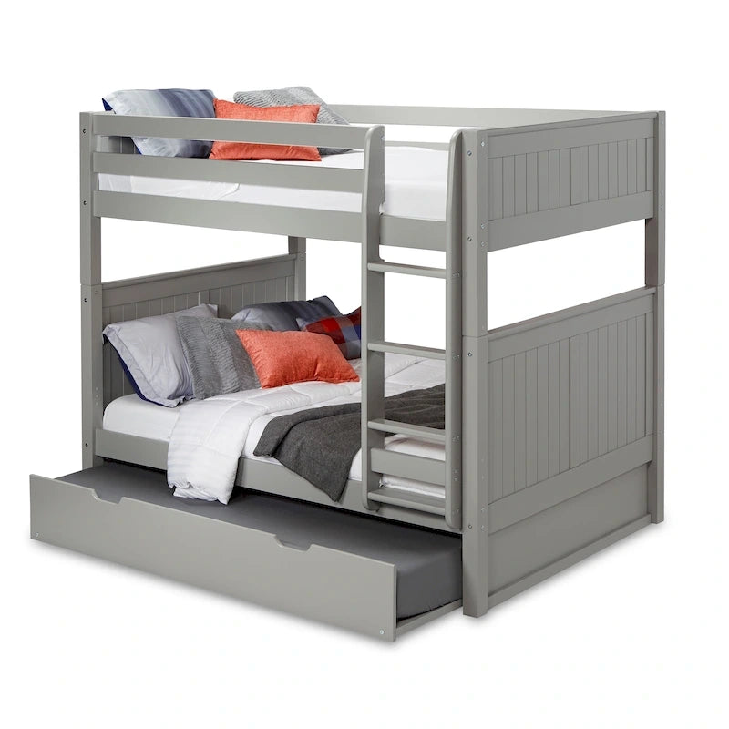 Full over Full Bunk Bed with Twin Trundle - Panel Headboard
