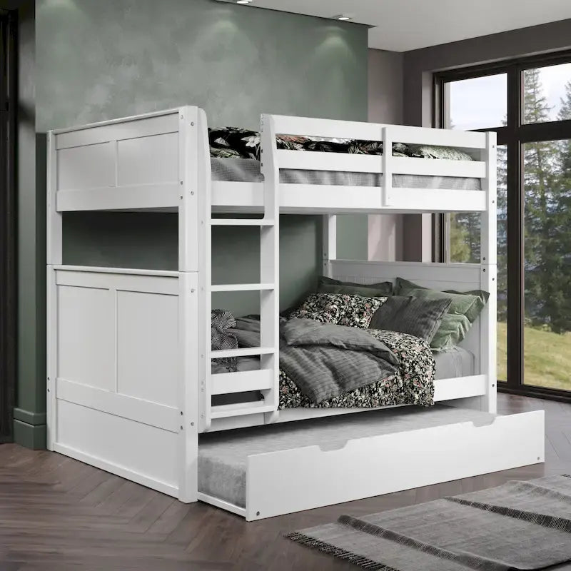 Full over Full Bunk Bed with Twin Trundle - Panel Headboard
