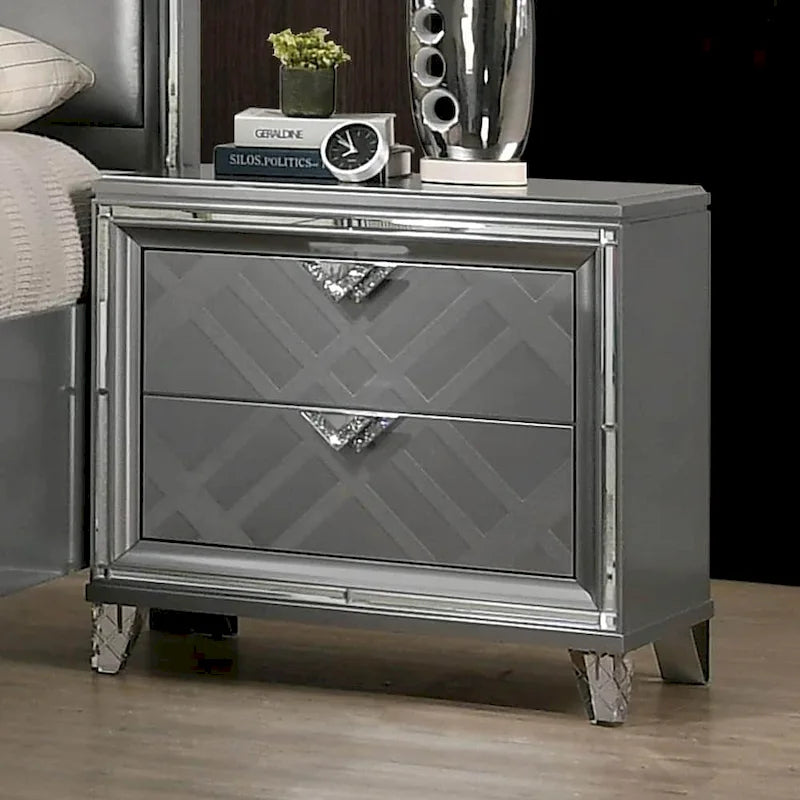 Bel Air Glam 2-Drawer Wood Nightstand with USB Ports by Furniture of America