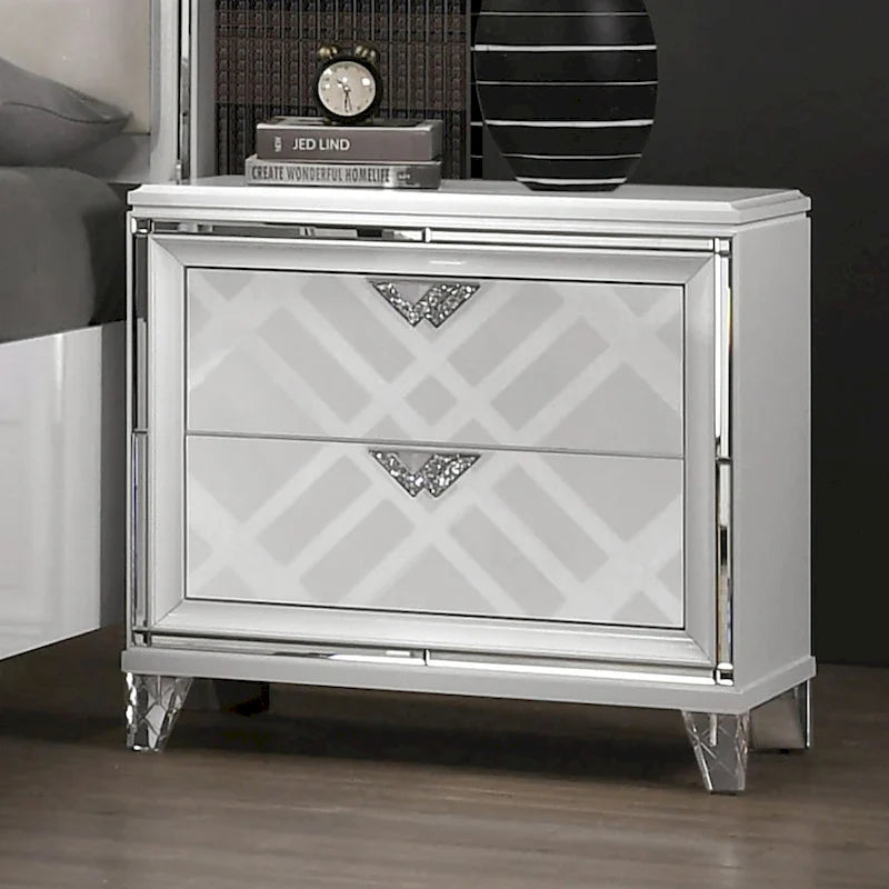 Bel Air Glam 2-Drawer Wood Nightstand with USB Ports by Furniture of America