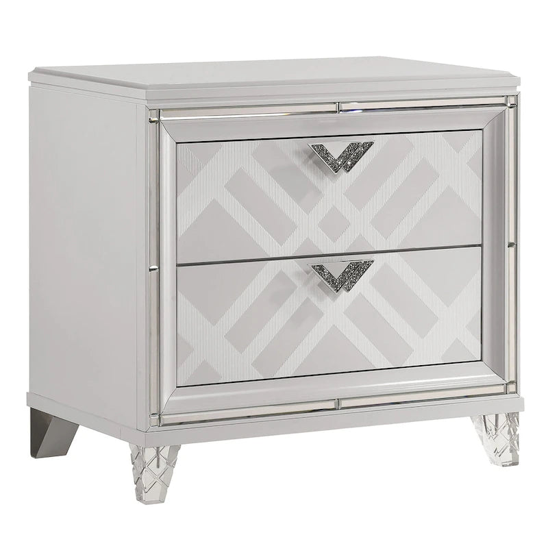 Bel Air Glam 2-Drawer Wood Nightstand with USB Ports by Furniture of America