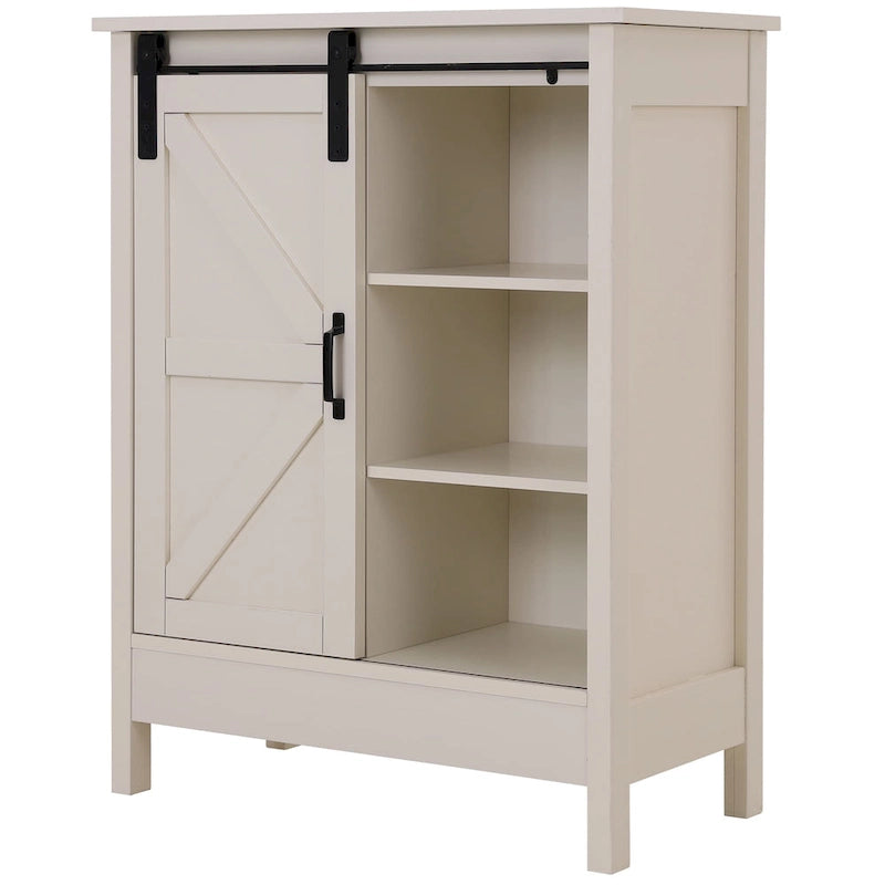 Farmhouse Floor Bathroom Storage Cabinet with Sliding Barn Door
