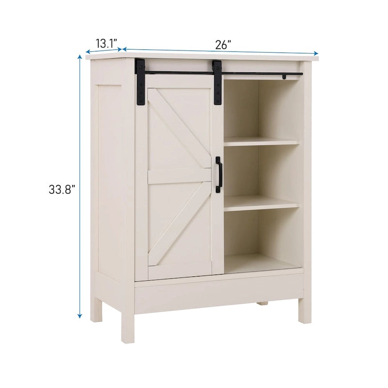 Farmhouse Floor Bathroom Storage Cabinet with Sliding Barn Door
