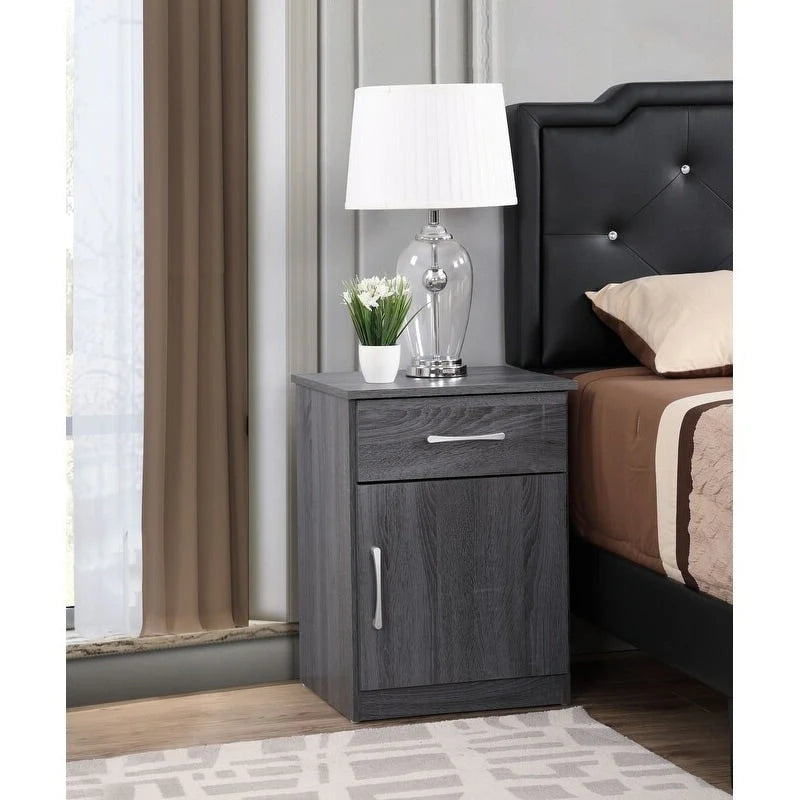1-drawer and Cabinet Wood Nightstand