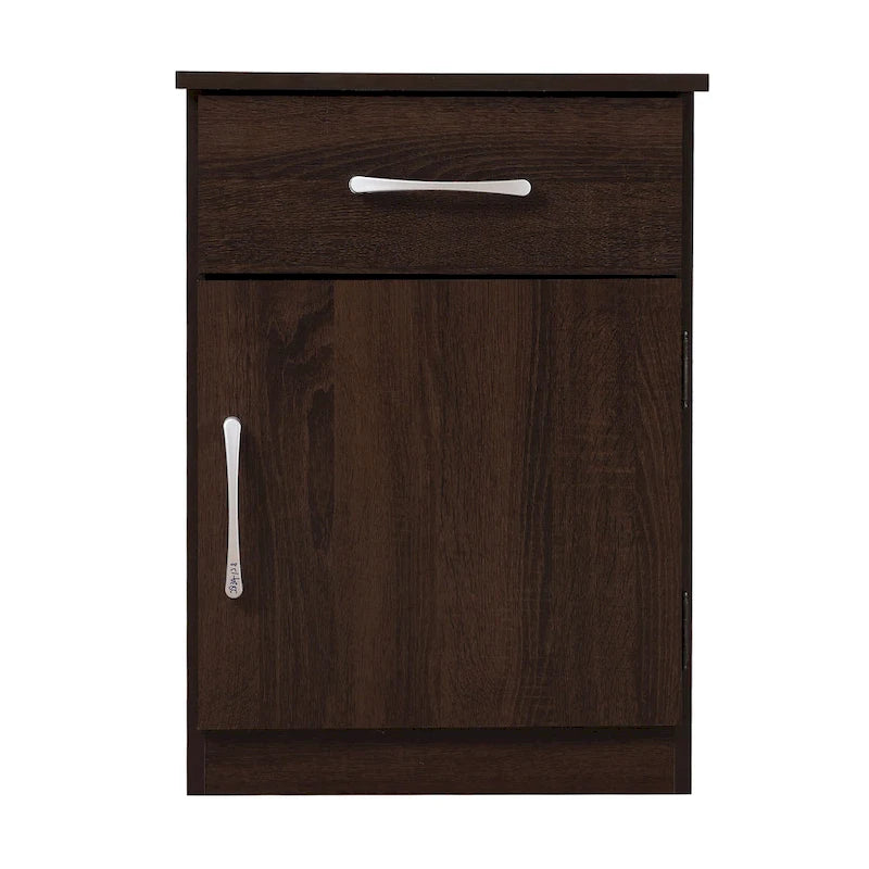 1-drawer and Cabinet Wood Nightstand