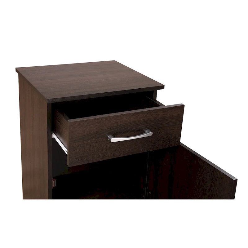 1-drawer and Cabinet Wood Nightstand