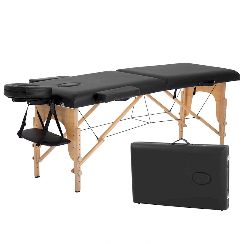 Matthew Black Portable Folding Massage Table with Adjustable Height, Armrests and Respiratory Pillow