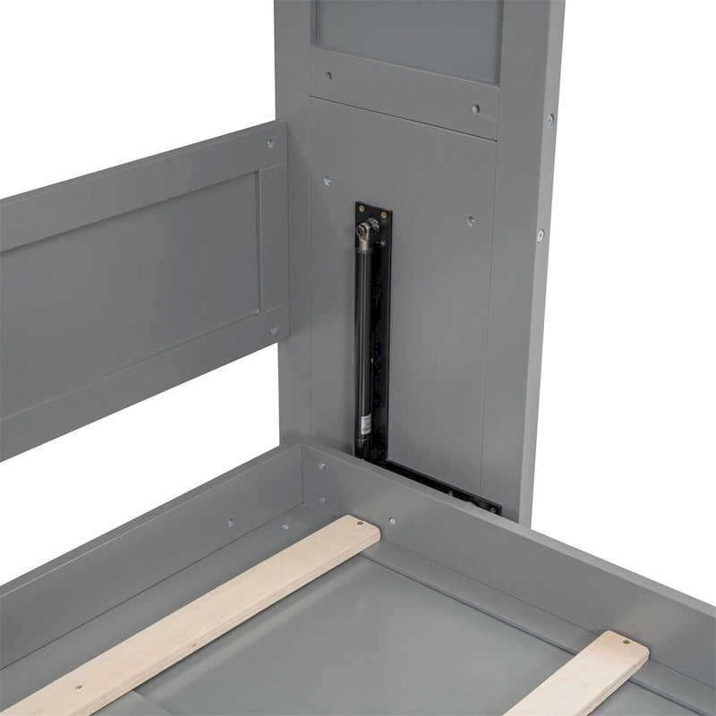 Full Size Murphy Bed Wall Bed with Shelves,Frame Bed