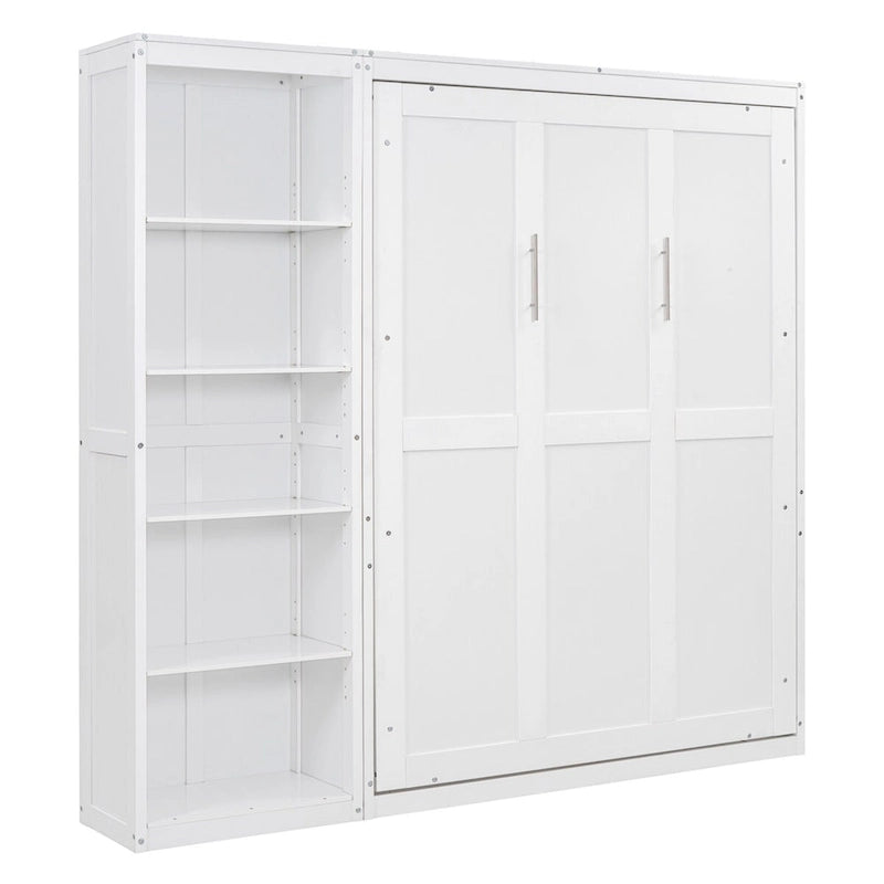 Full Size Murphy Bed Wall Bed with Shelves,Frame Bed