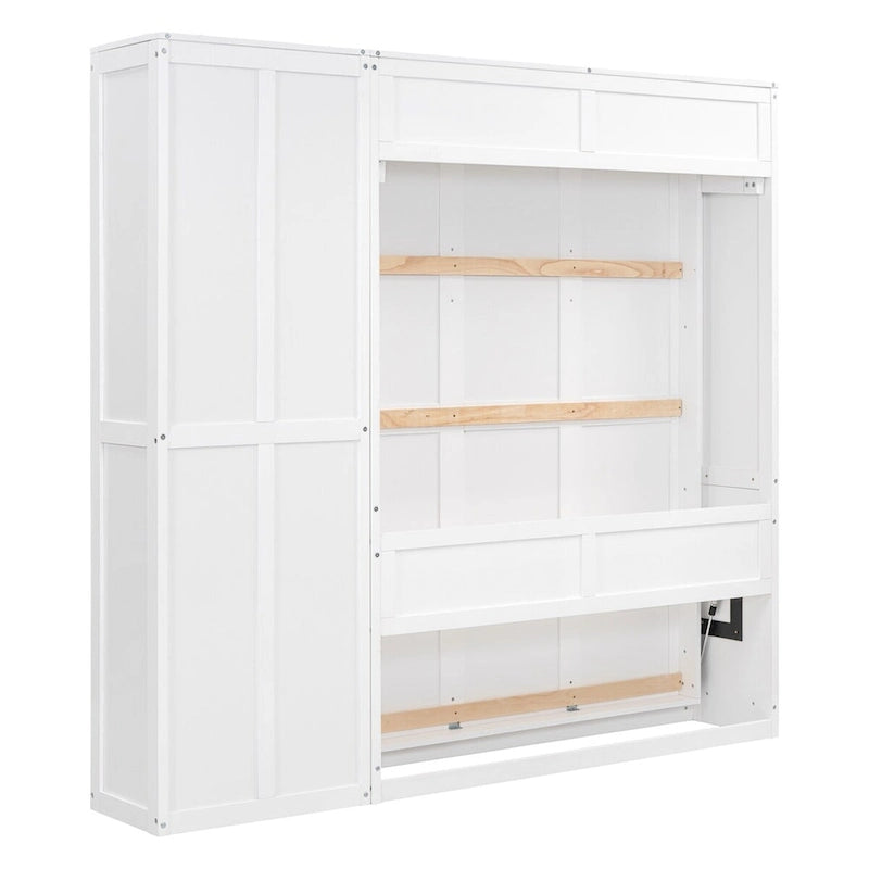 Full Size Murphy Bed Wall Bed with Shelves,Frame Bed