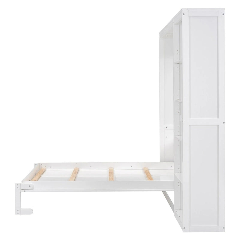 Full Size Murphy Bed Wall Bed with Shelves,Frame Bed
