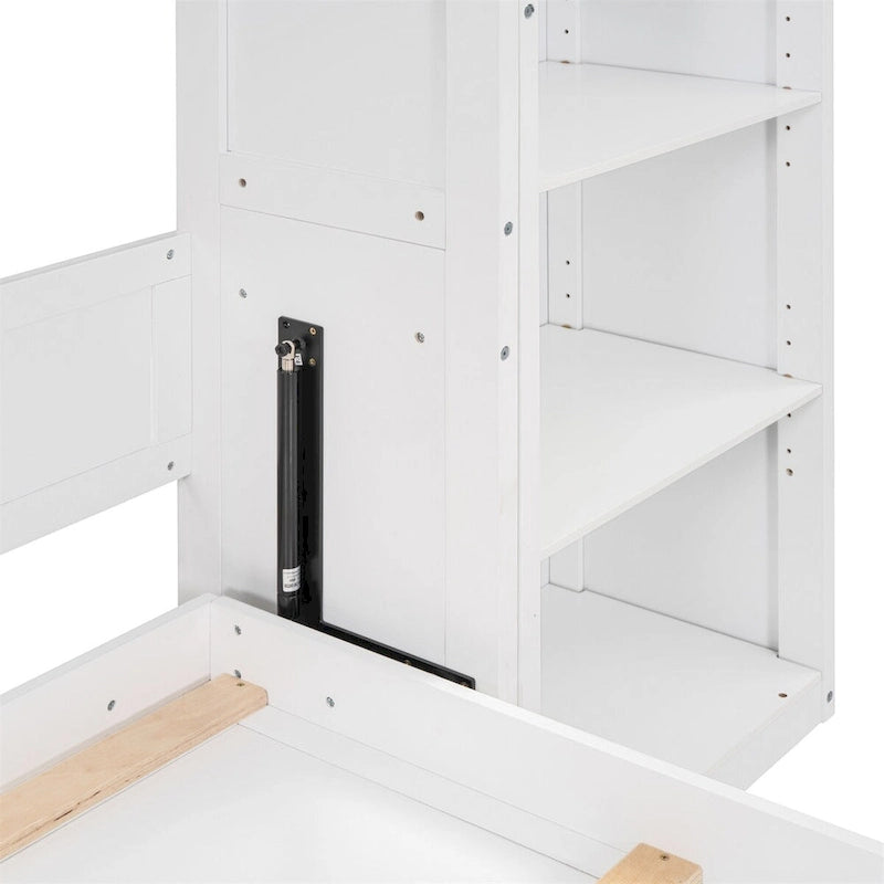 Full Size Murphy Bed Wall Bed with Shelves,Frame Bed