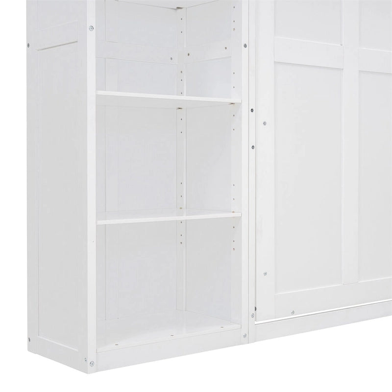 Full Size Murphy Bed Wall Bed with Shelves,Frame Bed