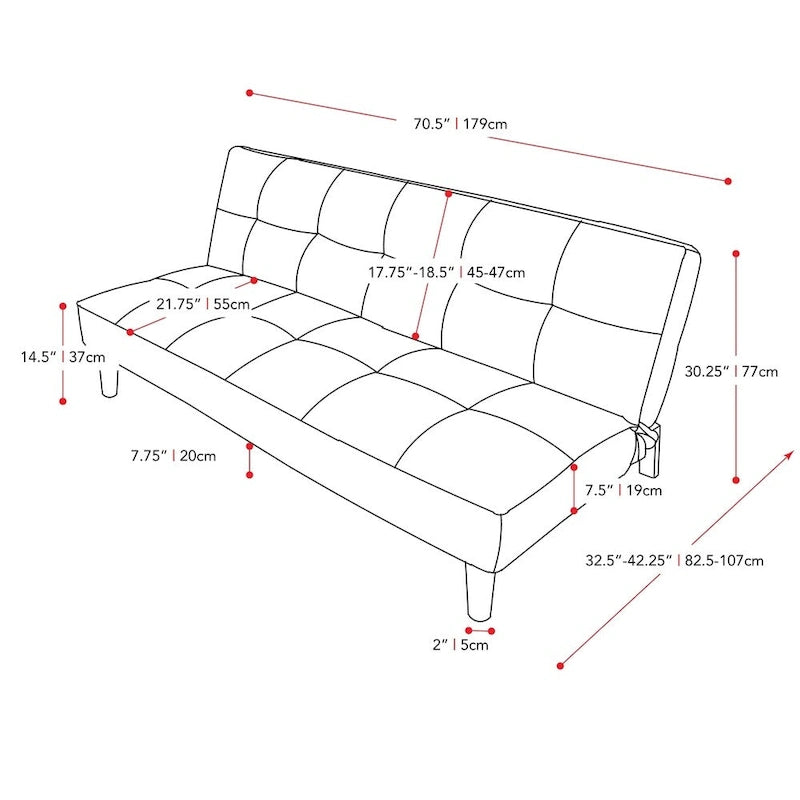 CorLiving Convertible Futon Sofa Bed with Textured Mattress