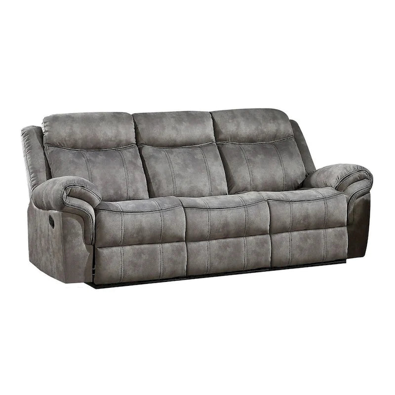 87 Gray Velvet Reclining USB Sofa With Black Legs - 87