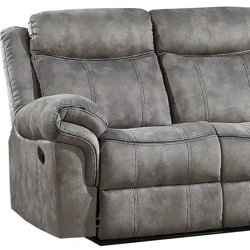 87 Gray Velvet Reclining USB Sofa With Black Legs - 87