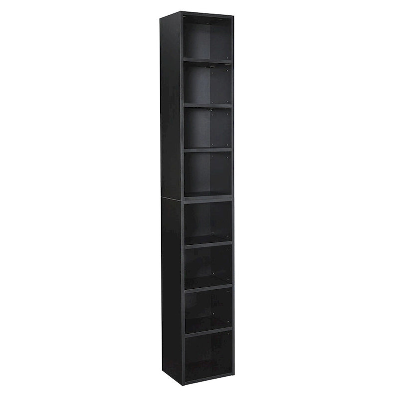 8-Tier Media Tower Rack,CD DVD Slim Storage Cabinet with Adjustable Shelves,Multi-functional double-decker bookcase