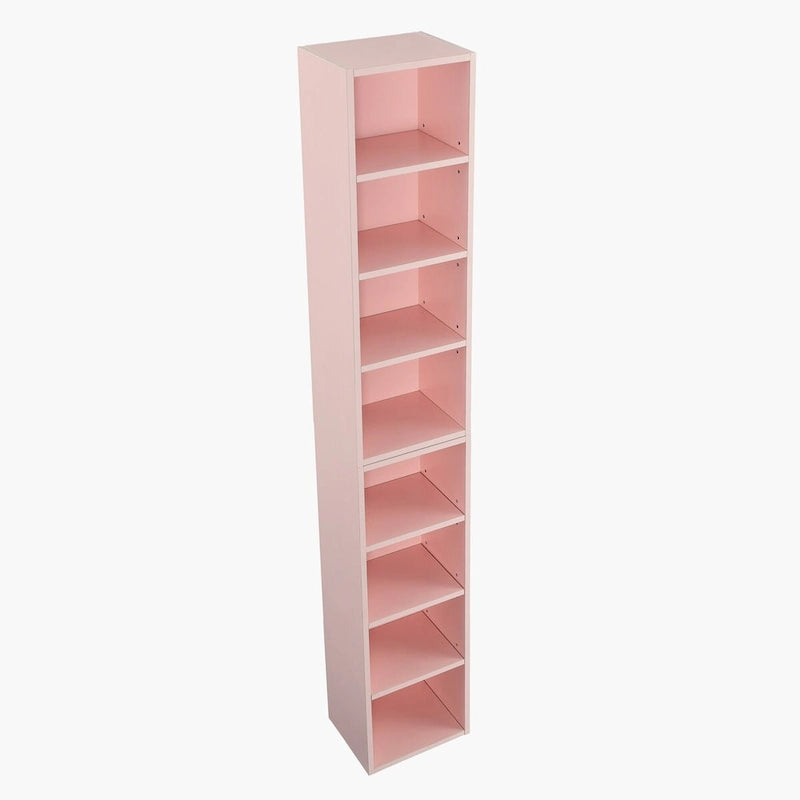 8-Tier Media Tower Rack,CD DVD Slim Storage Cabinet with Adjustable Shelves,Multi-functional double-decker bookcase
